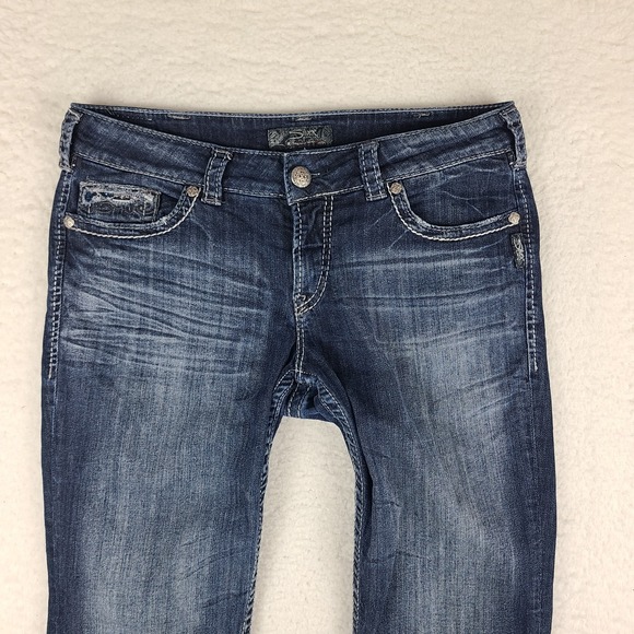 Silver Jeans‎ Womens 32 Blue Suki Flap Capri Mid Rise Dark Wash Denim - Picture 2 of 13